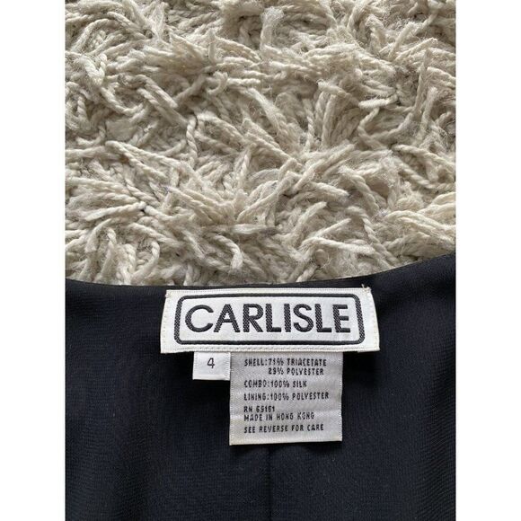 Carlisle Blouse Top Size 4 Silk Combination Black Sheer Short Sleeve Romantic - Picture 7 of 8